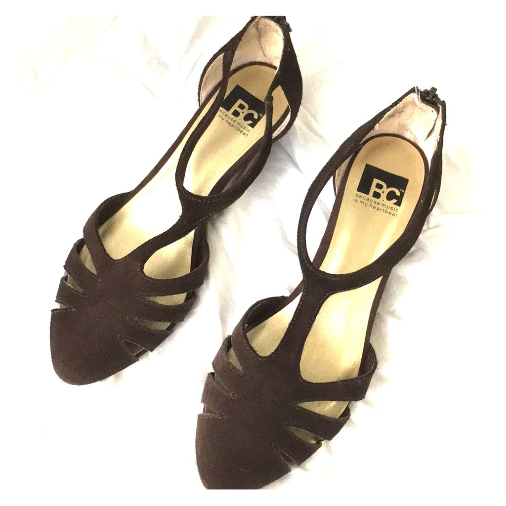 Brown BC T-strap Wedges Women’s Size 8.5 or 9